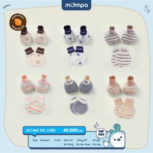 Bao tay chân cho bé sơ sinh Mompa vải Modal thấm hút mềm mịn thoáng khí 989