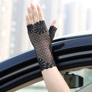 Lace half-finger gloves summer thin short section to cover scars tattoo fingerless fingerless dancing performance