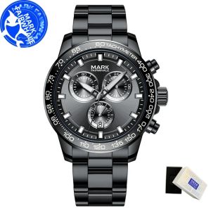 Mark Fairwhale | MARK FAIRWHALE 5016 Đồng Hồ Đeo Tay Nam Thạch Anh Bằng Thép Không Gỉ Chronograph Chống Nước Có Lịch Thời Trang & Giản Dị Hộp Quà Tặng Đi Kèm