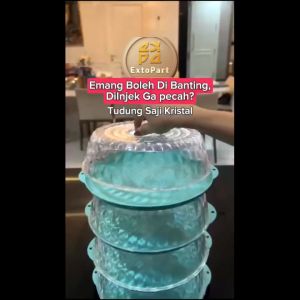 Tudung Saji Kristal Modern Susun Vacuum Food Cover Kualitas Bebas BPA Penutup Makanan Tingkat Pelindung Debu