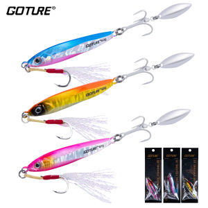 Goture 1-5pcs Jig Lure 40g 60g Shore Casting Metal Jig Spoon Jigging Tail Spinner Artificial Hard Bait Sea Fishing Tackle