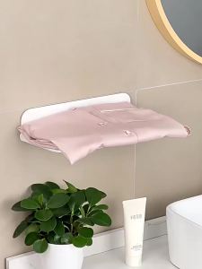 Folding Wall Mounted Shelf Saving Space Foldable Storage Rack Punch-Free Phone Holder Wifi Router Storage Tray BathroomOrganizer