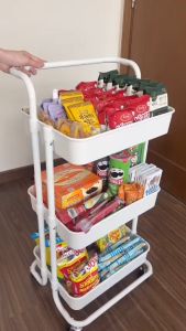 Kệ Xe Đẩy 3 Tầng Đa Năng Có Bánh Xe và Tay Đẩy - Kệ 3 Tầng Spa Đựng Đồ Ăn Nhà Tắm Nhà Bếp...