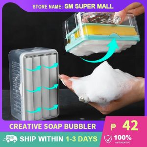 【Utility】Novelty Laundry Cleaning Tools Scrub-free Soap Foaming Box Bathroom Cleaning Soap Box with Sponge Rolling Portable Laundry Tools