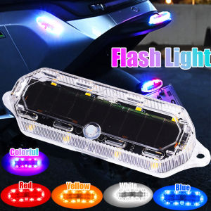 2025 New Solar Charge-Free Motorcycle Flash Light RGB Colorful Night Safety Warning Light Car Truck Universal Anti-Collision Tail Light Self-Adhesive Waterproof Strobe Light