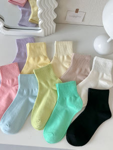Pure Color Socks Womens Short Stockings Spring and Summer Thin Breathable Cotton Socks Ins Tide South Korea Japanese Style White Summer Socks