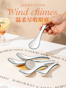 Ceramic Long Handle Spoon Cute Dining Set Soup Spoon Japanese Style High Aesthetic Value Large Soup Spoon Lovely Cutlery Combination