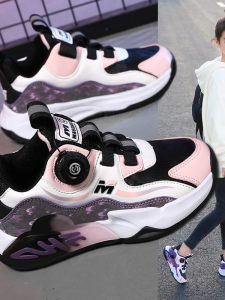 Kawaii No Laces Running Shoes for Women Winter New Rotation Button Lightweight Shockproof Sports Sneakers Low Top Casual Shoes