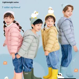 Fall and Winter Childrens Light Paragraph down Jacket Childrens Jacket New Boys and Girls Big Boy Hooded White Duck down Jacke
