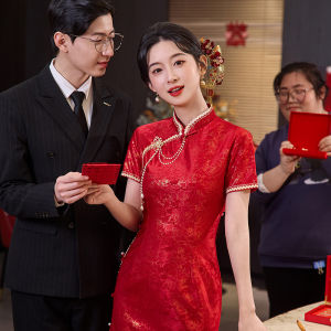 Elegant Slim-Fit Cheongsam Dress Morning Shoot New Chinese Style National Trend Girls Cheongsam Daily Vintage Dress