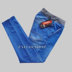 NEW AVVIRAL.!.Celana Jeans Rip Pinggang Karet Pria / Celana Rip Jeans Melar / Celana Jeans Rip