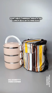 【InaNay】Stainless Steel Stackable Thermal Lunch Box 3 Layers with Insulated Bag and Cutlery Food Grade 304 Stainless Steel BPA Free Leakproof Microwave and Dishwasher Safe for Office School Travel Camping Heat Retention 4 Hours