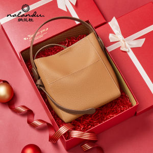 Nalan Du Ladies Bucket Bag Womens Crossbody Handbag High-End Leather Small Niche Fashion British Style Soft Leather Handle