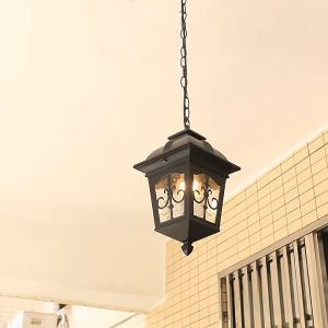 Phube Lighting Vintage Outdoor Pendant Lights for PorchHigh Exterior Hanging Light Fixture with Adjustable Chain Outside Ceiling Lantern with Seeded Glass for Patio Entryway