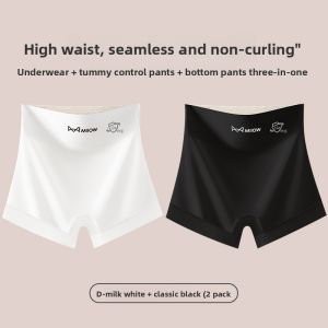 MiiOW | Ice Silk Safety Pants Womens No Roll Edge Two In One Underwear High Waist Short Pants Seamless Tummy Control Bottoms