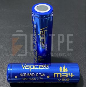 Pin sạc 18650 dung lượng cao Vapcell M34 ICR18650 12.7wh 3450mAh mẫu mới 100% 2023 V2.0