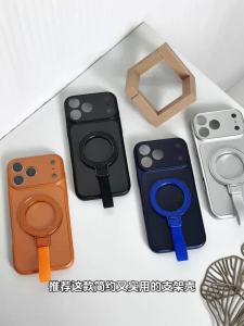 For Magsafe Magnetic Bracket Wrist Strap Ring Phone Case for IPhone 17 Air 16 Plus 15 14 13 12 11 Pro Max Matte Protective Cover