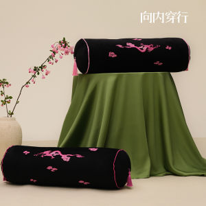 New Chinese Style Long Pillow Embroidered Dragon Year Wedding Celebration Tassel Rose Red Marriage New Home Textile Cushion