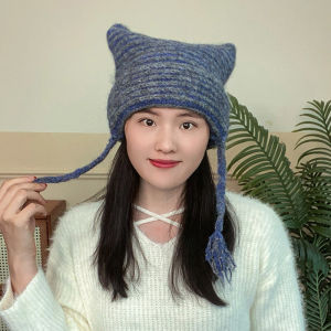 Cute Thickening Knitting Woolen Cap Children Fall and Winter Warm Ear Protection Toque Easiest for Match Students Cold-Proof Sleeve Cap Winter