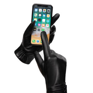 Găng Tay Mùa Đông Dành Cho Nữ Có Màn Hình Cảm Ứng Ấm Áp Sang Trọng Bằng Da PU Găng Tay Lái Xe Thời Trang Thoải Mái Ngoài Trời Chiều Dài Cổ Tay Găng Tay Hở Ngón