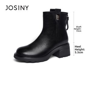 Josiny | Black Autumn/Winter Retro Martin Boots Thick Heel