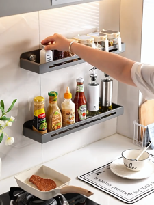 MEIDOO Kitchen Bathroom Wall Mounted Shelf Spice Rack Punch-Free Installation