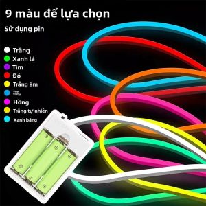 Đèn LED Dây Chạy Bằng Pin Dây Neon Linh Hoạt Với Thiết Kế DIY Hộp Pin Để Trang Trí Nhà SMD 120LEDs/M Chống Thấm Nước