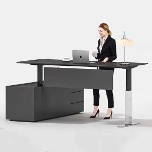 Ergonomic Height Adjustable Executive Office Desk Luxury Smart Manager Computer Desk Chair Density Board with Cable Box