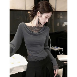 Lace Trimmed French Design Fashion T-Shirt