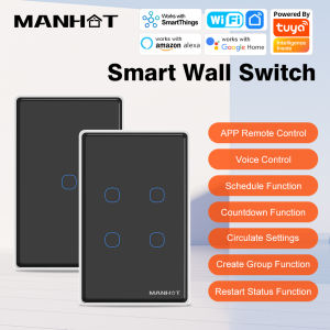 Tuya WiFi Smart Touch Switch Touch Panel US Light Switch Wall Switch With RF433 Voice Control With Alexa Google Home SmartThings
