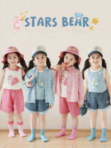 YOEHYAUL | Bộ Áo Sơ Mi Caro và Vest Không Tay Dễ Thương cho Bé Gái Mùa Hè