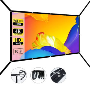 Hanging hole extended projection screen more suitable for outdoor use and easier to fix. 60-150 inches multiple sizes to choos