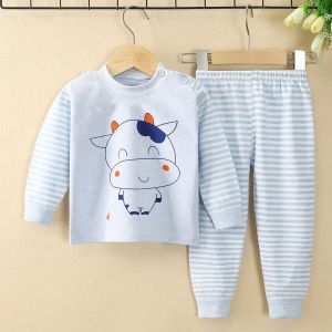 Colorful Cotton Childrens Underwear Set Baby Boys Girls Base Layer Clothes Autumn Winter Seasonal Moisture Wicking Cartoon Style