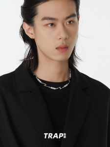 Trap Metal Color Block Lightning Pearl Necklace Mens Trendy Design High-End Feel Clavicle Chain Womens Neck Chain Jewelry