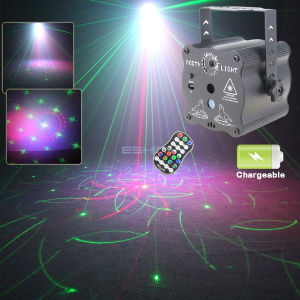 New Rechargeable RG Laser 60 Patterns DJ Party Disco Light Projector RGB LED Bar Dance KTV Christmas Room Stage Effect Lamp F3