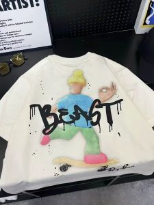 Cotton Round Neck Cartoon Printed Boys Summer Stylish Tee