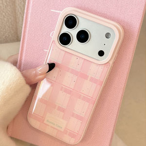 Sweet Simple Pink Grid Pattern Ink Dots Drop Glue Shock Proof Phone Cover Case for iPhone 17 16 15 14 13 Pro Max Plus Air