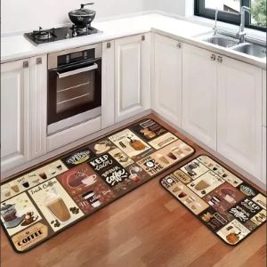 VIKAMA Knife and Fork Tableware Kitchen Rug Washable Stain-Resistant Non-Slip Single Entryway Door Mat Home Decoration