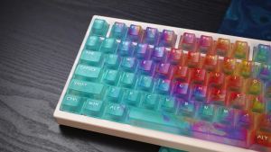 Mintcaps Blue Gradient keycap Crystal Clear Keycap Cherry Profile Transparent PC Keycaps For MX 68/87/96/104 Mechanical Keyboard