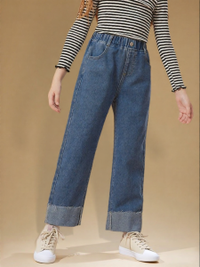 Ask Junior | Girl Straight Leg Casual Wide Leg Jeans Trousers