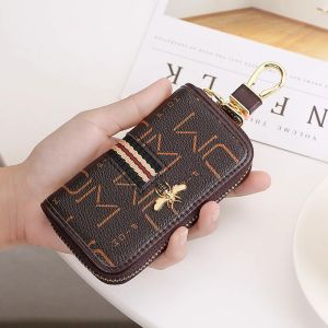 Fashionable Mini Multi-Functional Zipper Home Access Control Card Lock Key Car High Capacity Ladies Key Pouch Leather Goods