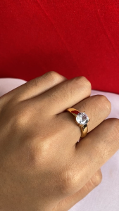 Cincin Permata Satu Solitaire emas gold antikarat atau luntur CX69
