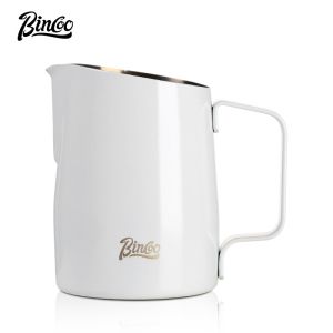 BINCOO เหยือกนมเอสเพรสโซ่กาแฟลาเต้ถ้วยถ้วยศิลปะลาเต้เหล็กกล้าไร้สนิมขนาดเล็กมืออาชีพ420มล.