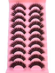 HBZGTLAD Multi-style 10Pairs Soft Mink False Eyelashes Handmade Wispy Fluffy Long Lashes Natural Eye Makeup Tools Faux EyeLashes