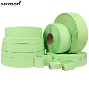 ท่อหดความร้อน PVC 18650ชุดแบตเตอรี่ผลไม้สีเขียวกว้าง29.5มม. ~ 300มม. หุ้มฟิล์มกันรอยหุ้มฉนวนปลอกสายเคเบิลลิเธียม