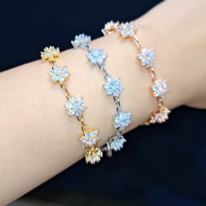 Deux - Gelang Bracelets Wanita Rantai 5 Bunga Premium