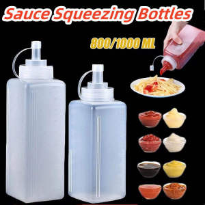 800ml/1000ml Kitchen Plastic Large Caliber Condiment Dispenser Leak-Proof Squeeze Bottles