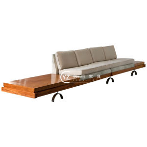 Retro Luxury Living Room Solid Wood Sofa Set Straight Row Adult High Density Sponge Furniture Hall Meeting Guest Combination