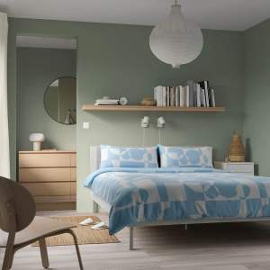 BRUKSVARA บรุคส์วอร่า ชุดเครื่องนอน 3 ชิ้น ฟ้าอ่อน/ลายเรขาคณิต 150x200 ซม