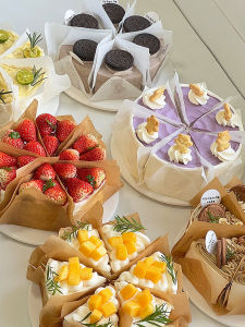 กระดาษตัดเค้กกันมัน6/8นิ้วชิ้นตัดขนมบาสก์ขนมตะวันตกขนมอบขนมอบขอบกล่องบรรจุกระดาษแยก